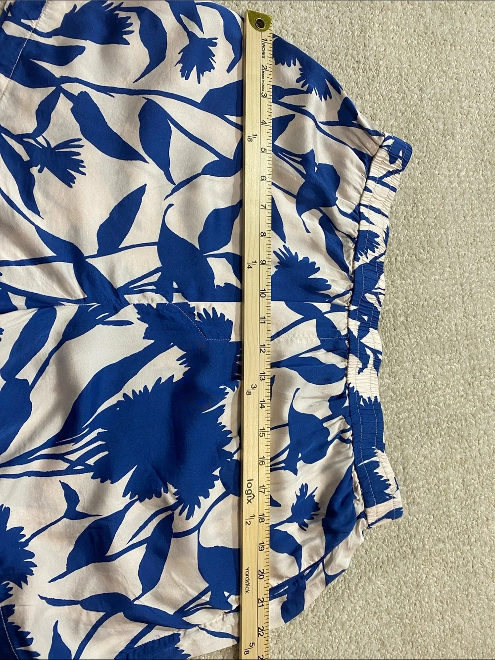 Anthropologie Blue Floral High-Waist Shorts Size L 100% Viscose